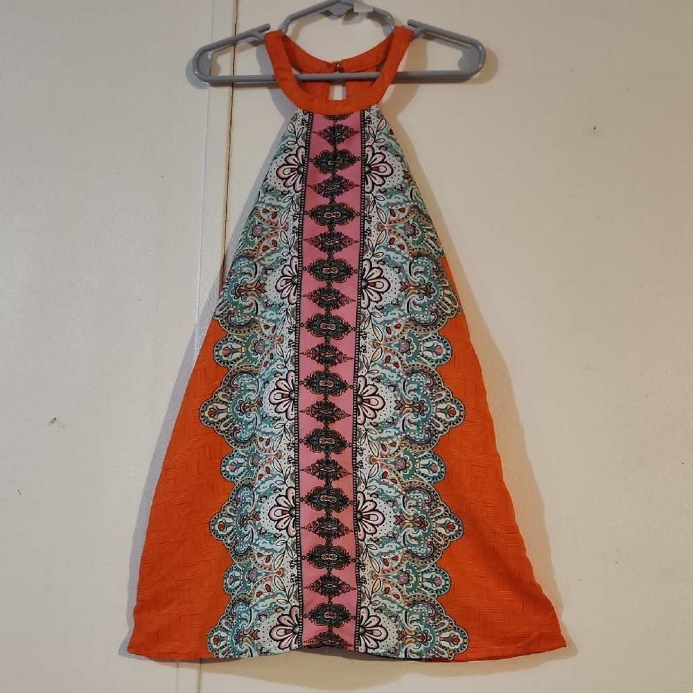 GB Girls Orange and Pink Halter Dress Size 5